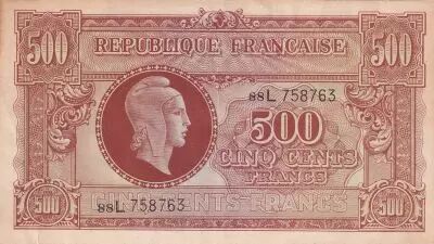 Frankreich 500 Francs - Marian - 1945 - Serial L - Serial 88L
