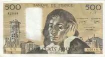 Frankreich 500 francs - Pascal - 03-02-1977 - Serial V.71
