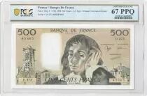 Frankreich 500 Francs - Pascal - 03-03-1988 - Serial D.273 - PCGS 67 PPQ
