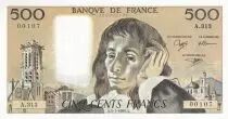 Frankreich 500 Francs - Pascal - 05-07-1990- Serial A.313 - 107th banknote for this sign - P.156