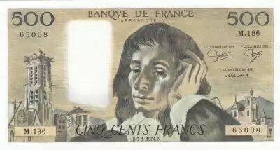Frankreich 500 Francs - Pascal - St Jacques Tower - 05-01-1984 - Serial M.196