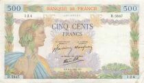 Frankreich 500 Francs - Pax with wreath - 09-04-1942 - Serial R.5847