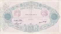 Frankreich 500 Francs - Pink and  blue - 27-05-1937 - Serial A.2597  - P.66