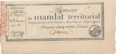 Frankreich 500 Francs - Territorial mandate - Serial 22 - Num 8495 - 1796
