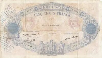 Frankreich 500 Francs Blue and Pink - 09-03-1933 - Serial F.2141