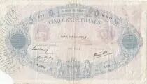 Frankreich 500 Francs Blue and Pink - 09-06-1938 - Serial W.2948