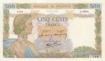 Frankreich 500 Francs Pax with wreath - 01-10-1942  Serial U.6964 - XF