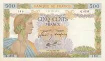 Frankreich 500 Francs Pax with wreath - 02-01-1942 Serial Q.4293 - VF+