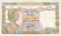 Frankreich 500 Francs Pax with wreath - 02-01-1942 Serial U.4298