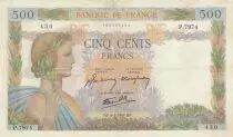 Frankreich 500 Francs Pax with wreath - 1944-04-06 - serial O.8065  scarce date