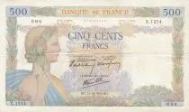 Frankreich 500 Francs Pax with wreath - 31-10-1940 Serial X.1214 - F+
