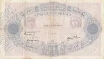 Frankreich 500 Francs Pink and blue -15-06-1939 Serial U.3430