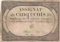 Frankreich 500 Livres - 20 Pluviose An II (8.2.1794) - F - Sign. Bol