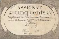 Frankreich 500 Livres - 20 Pluviose An II (8.2.1794) - F - Sign. Doivillier