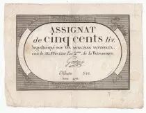 Frankreich 500 Livres 20 Pluviose An II (8.2.1794) - Sign. Gautier