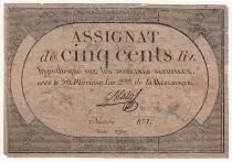 Frankreich 500 Livres 20 Pluviose An II (8.2.1794) - Sign. Mala