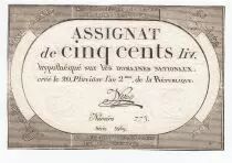 Frankreich 500 Livres 20 Pluviose An II (8.2.1794) - Sign. Nyon