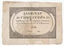 Frankreich 500 Livres 20 Pluviose An II (8.2.1794) - Sign. Rolin
