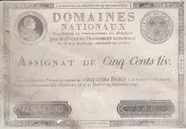 Frankreich 500 Livres Louis XVI - 29 Sept. 1790 - Serial C Sign. Poupet