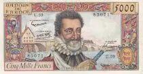 Frankreich 5000 Francs - Henri IV - 10-07-1958 - Serial U.59 - F.49.07