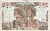 Frankreich 5000 Francs - Sea and Countryside - 16-08-1951 - Serial V.83- P.131
