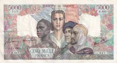 Frankreich 5000 Francs France and colonies - 07-06-1945 Serial H.683 - VF