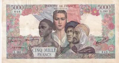 Frankreich 5000 Francs France and colonies - 08-02-1945 - Serial L.282
