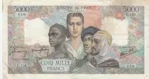 Frankreich 5000 Francs France and colonies - 12-11-1942 Serial U.126 - Fine