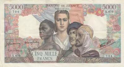 Frankreich 5000 Francs France and colonies - 31-05-1945 Serial X.670