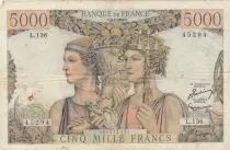 Frankreich 5000 Francs Sea and Countryside - 02-07-1953 - Serial L.136