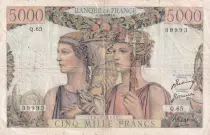 Frankreich 5000 Francs Sea and Countryside - 05-04-1951 - Serial Q.65 - F.48.04