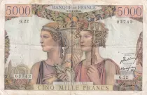 Frankreich 5000 Francs Sea and Countryside - 10-03-1949 - Serial G.22 - F.48.01