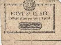 Frankreich 6 Deniers - Rh�ne - Pont-Saint-Clair - Passing a person on foot - 1792 - Kol.69.39