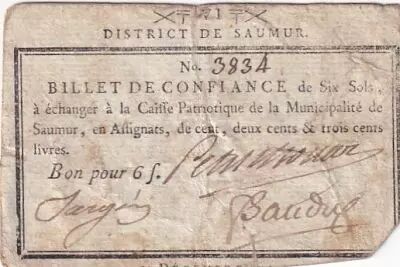 Frankreich 6 Sols - Maine et loire - District de Saumur - 30-12-1791