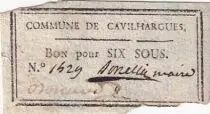 Frankreich 6 Sous - Gard - Commune de Cavilhargues - 1792