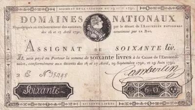 Frankreich 60 Livres Louis XVI - 19-06-1791 - Sign.. Camberlin