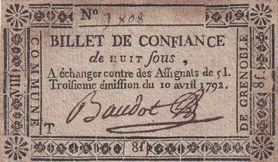 Frankreich 8 Sous - Is�re - Commune de Grenoble - 1792