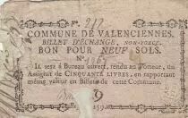 Frankreich 9 sols - Nord - Non-forced exchange ticket - Municipality of Valenciennes - ND