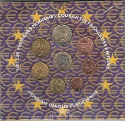 Frankreich BU Set 8 coins - 2002 in Euros