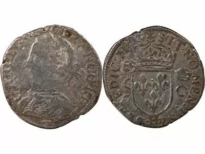 Frankreich CHARLES IX - 1/2 TESTON 2nd TYPE 1565 H LA ROCHELLE
