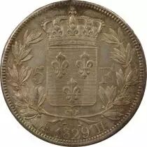 Frankreich Charles X - 5 Francs Argent, Tranche en Creux - 1829 H La Rochelle