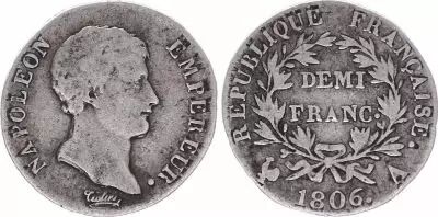 Frankreich Demi Franc Napol�on I - 1806 A Paris