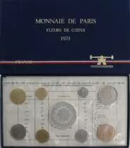 Frankreich FDC.1974 Monnaie de Paris Uncirculated set 1974 FDC.1974 1c double edge