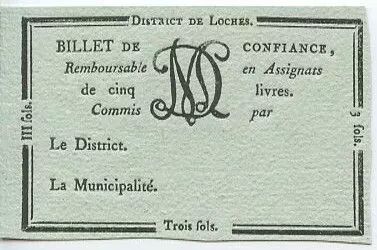 Frankreich Loches Loches District - 1792, R5 Rare !