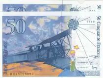 Frankreich Lot of 2 Banknotes - 50 Francs - Saint-Exup&eacute;ry - 1999 - Serial H.048 - Consecutive Numbers
