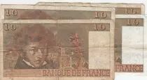 Frankreich Lot of 4 x 10 Francs Berlioz - Various Years 1975-1977 - Serial W.