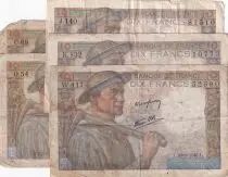 Frankreich Lot of 5 x10 Francs Miner - 1943 to 1947 - 5 issuing date - aF