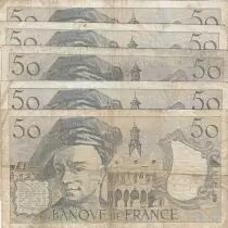 Frankreich Lot of 50 Francs Quentin de la Tour - 1984 to 1988 - G- VG
