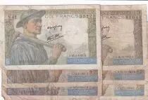 Frankreich Lot of 6x10 Francs Miner - 1942 to 1944 - 5 issuing date - G to aF