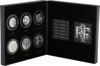 Frankreich Mint Box Values of the Republic - 2013 - 3 X 25 Euros and 3 x 5 Euros - Silver